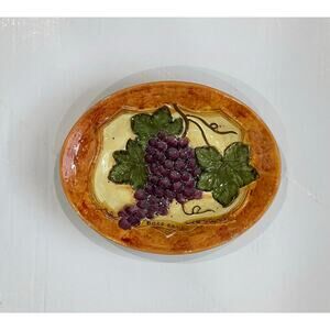 Susan Winget Embossed Red Grape Oval Plate